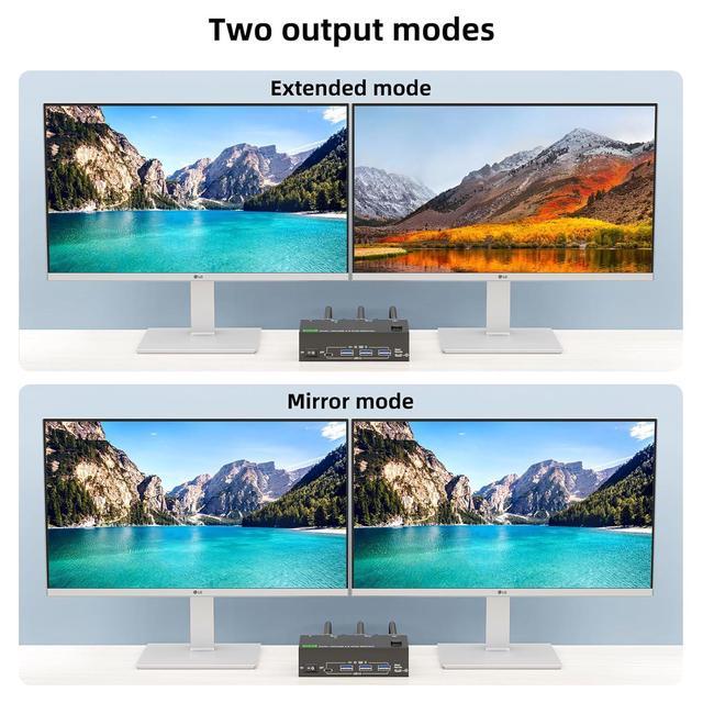 IHDAPP 2 Port HDMI KVM Switch 2 Monitors 2 Computers 8K 60Hz 4K 144Hz Dual Monitor HDMI KVM Switch With 4 USB 3.0 Hub For Keyboard Mouse Printer Wired Remote Power Adapter And USB Cables Included