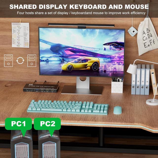 IHDAPP 2 Port HDMI USB KVM Switch 1 Monitor 2 Computers USB 3.0 8K 60Hz 2 In 1 Out HDMI KVM Switches For 2 Computers Share 1 Monitor Keyboard Mouse Printer/Scanner Desktop Controller Included