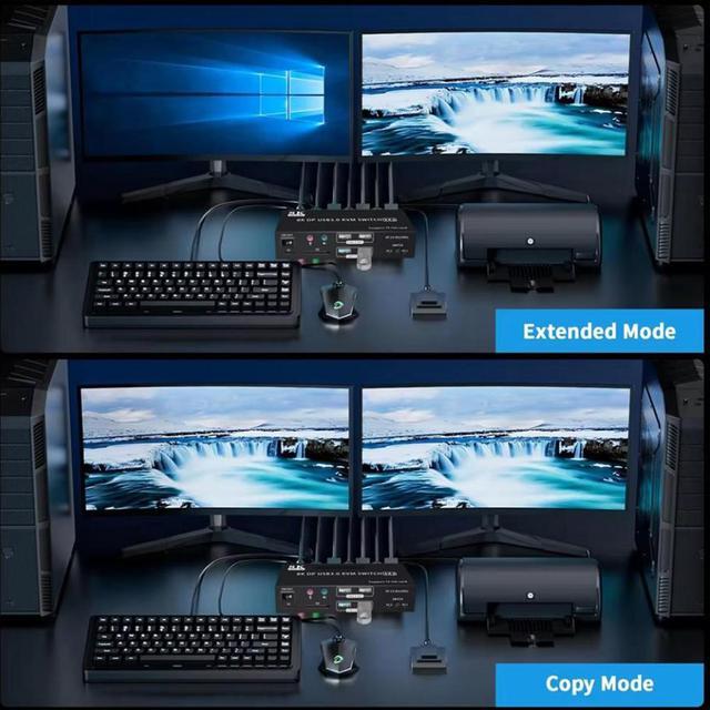 IHDAPP 4K 240Hz Displayport KVM Switch 2 Monitors 2 PCs 8K 60Hz DP2.0 Dual Monitor KVM Switch 2 In 2 Out For 2 Computer Share 2 Monitors Audio Mic Ports And 4 USB Devices With SD/TF Card Reader