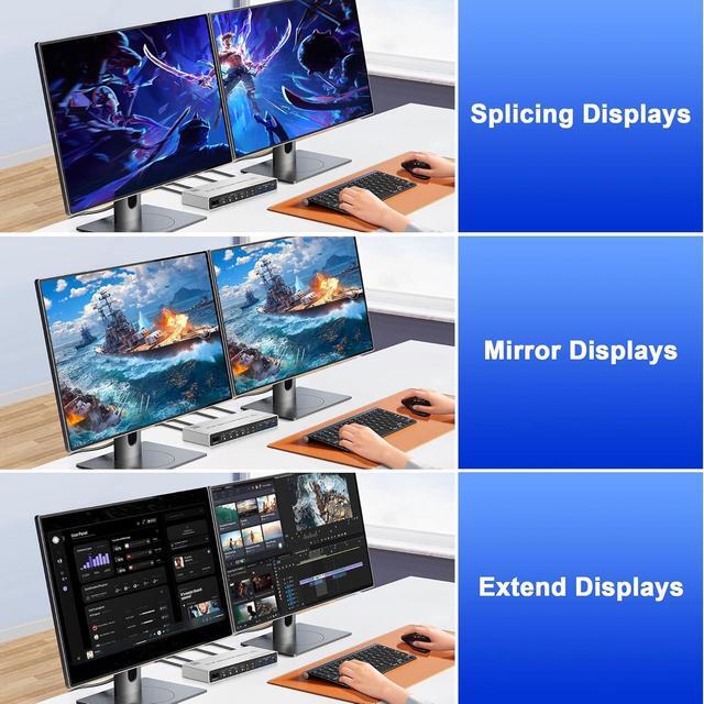 IHDAPP 8K 60Hz USB3.0 Displayport KVM Switch 2 Monitors 4 Computers 4 Port DP1.4 Dual Monitor Displayport KVM Switch With Audio Microphone And 3 USB3.0 Dual Monitors Displayport KVM Switch For 4PCs