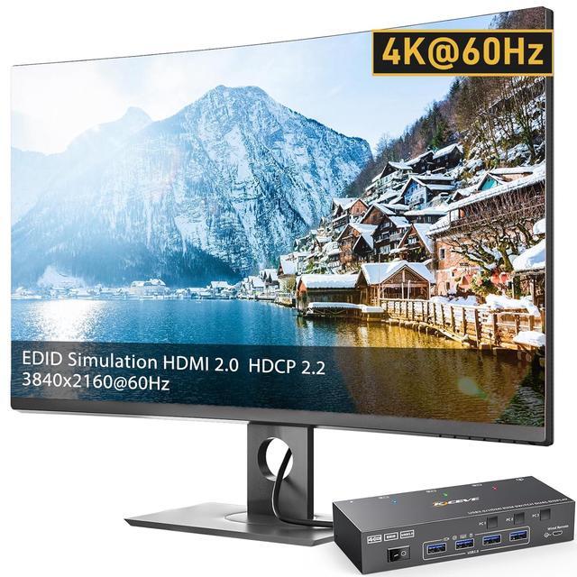 IHDAPP HDMI KVM Switch 2 Monitors 3 Computers 4K 60Hz Dual Monitor HDMI USB 3.0 KVM Switches For 3PC Share 2 Monitors And 4 USB Devices Wired Remote Power Adapter And USB 3.0 Cables Included