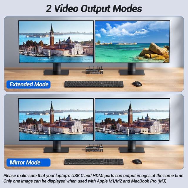 IHDAPP KVM Switch 2 Monitors 3 Computers USB C USB 3.0 Dual Monitor HDMI KVM Switch For 2 Laptops 1 Desktop Share 4 USB 3.0 Device Keyboard Mouse 85W PD 4K 60Hz Power Adapter And Wired Remote