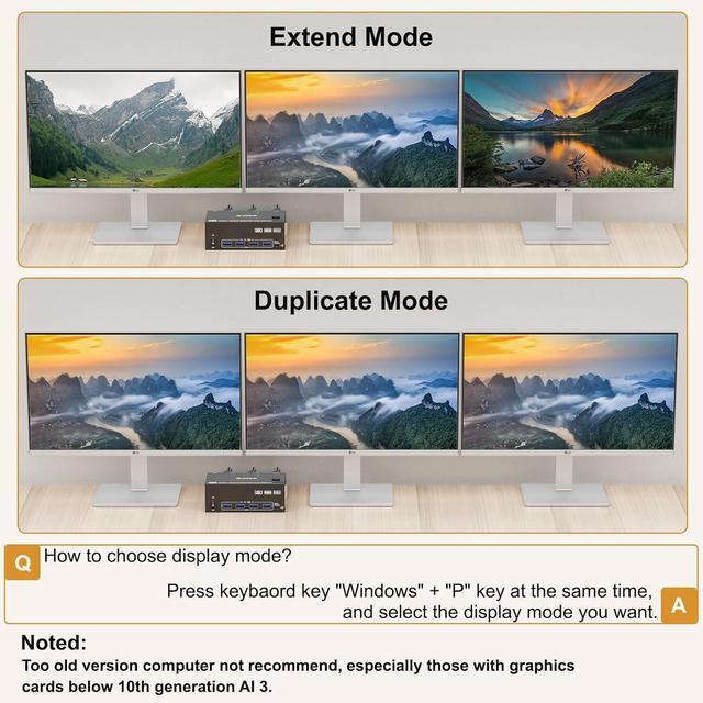 IHDAPP Triple Monitor KVM Switch 2 PC 3 Monitors 2 HDMI + 1 DisplayPort USB 3.0 KVM Switch 8K 30Hz/4K 144Hz KVM Switches For 2 PCs Share 3 Displays And 4 USB 3.0 Devices Wired Remote Included