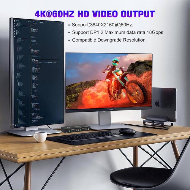 IHDAPP USB 3.0 Displayport Dual Monitor DP KVM Switch For 4 PCs 4K 60Hz KVM Switch 2 Monitors 4 Computers With Audio Microphone Output And 3 USB 3.0 Ports DP Monitor Switch For 4 PCs 2 Monitors