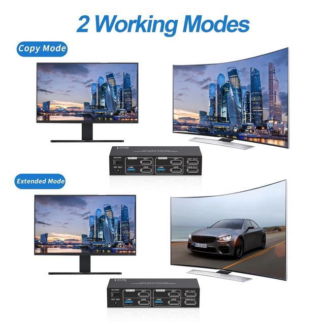 IHDAPP USB 3.0 Displayport KVM Switch 2 Monitors 2 Computers 8K 60Hz 4K 144Hz Dual Monitor Displayport 1.4 KVM Switches With 4 USB 3.0 Ports 2 In 2 Out DP USB 3.0 KVM Switch For 2 PCs 2 Monitors