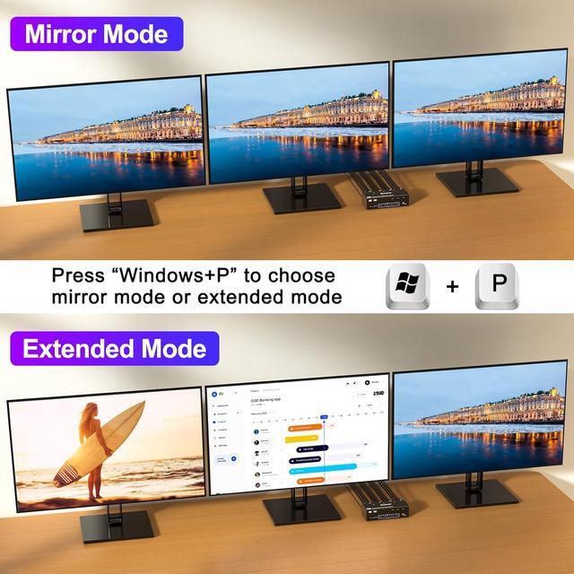 IHDAPP USB 3.0 KVM Switch 3 Monitors 3 Computers Triple Monitors HDMI+DP+DP KVM Switch 2 Displayport + HDMI KVM Switch 8K 60Hz For 3 Computers Share Mouse Keyboard Wired Remote And 3 USB Cable