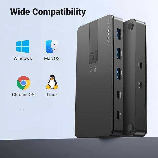 IHDAPP USB C Switch 2 Computers Share USB A & USB C Devices 10Gbps USB 3.2 Switch Hub Selector For PC Laptop Keyboard Mouse Printer Scanner One Key Switch Compatible With Windows Mac Linux