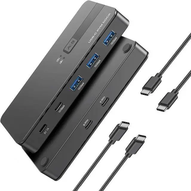 IHDAPP USB C Switch 2 Computers Share USB A & USB C Devices 10Gbps USB 3.2 Switch Hub Selector for PC Laptop Keyboard Mouse Printer Scanner One Key Switch Compatible with Windows Mac Linux