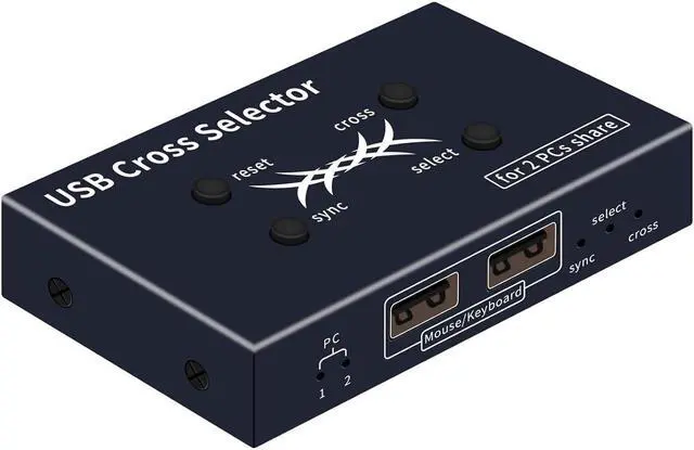 IHDAPP USB Cross selector 2 Computer Keyboard Mouse Switch 3 Working Modes: Cross(Toggle Without Buttons) Synchronized Select Mode.USB KVM switcher USB switcher Keyboard Mouse Switch hotkey Switch