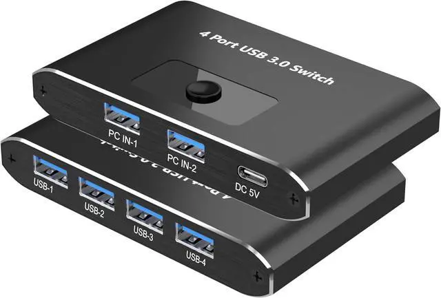 IHDAPP USB Switch USB 3.0 Switch Selector 2 Computers Sharing 4 Devices Aluminum Switcher for Mouse Keyboard Printer Scanner Flash Drive Compatible with Windows Mac Linux Chrome OS