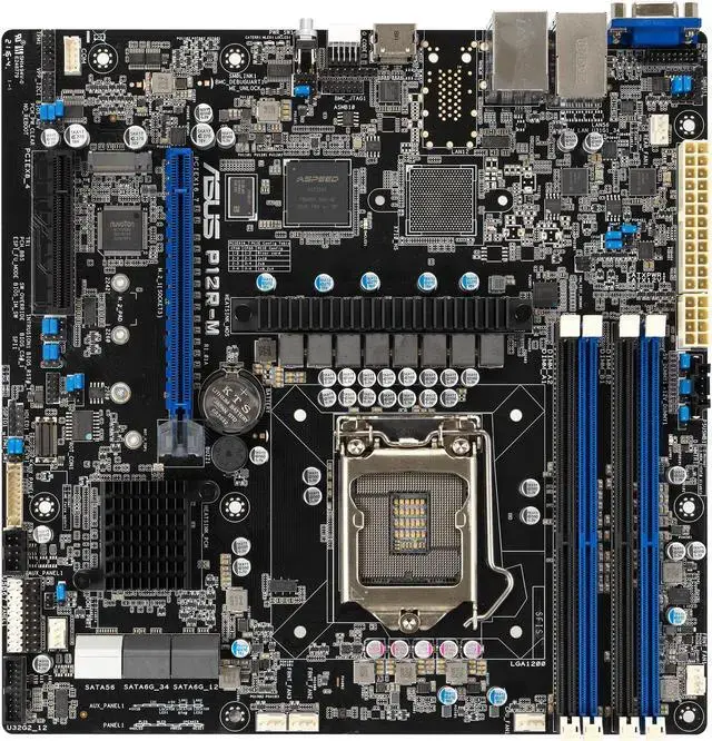 Intel® Xeon® E-2300 LGA 1200 Micro-ATX server motherboard with four DIMM and one M.2 slot plus dual LAN six SATA one HDMI two PCIe 4.0 slots two USB 3.2 Gen 2 Platform Firmware Resilience (PFR) and ASUS ASMB10-iKVM