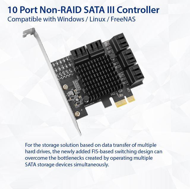 IO Crest 10 Port SATA III To PCIe 3.0 X1 NON-RAID Expansion Card SYPEX40167