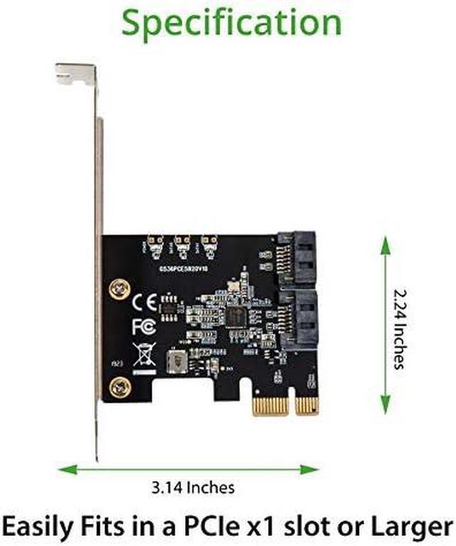 IO CREST 2 Port SATA III PCI-e 3.0 X1 Non-RAID Controller Card Jmicro Chipset SI-PEX40148