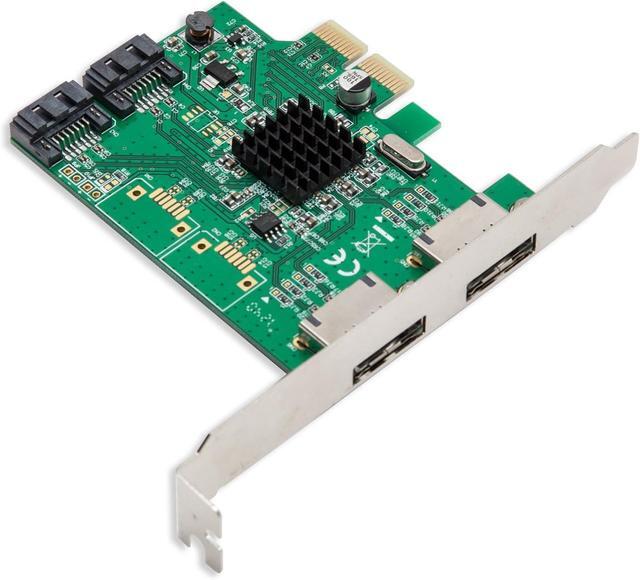 IO CREST SI-PEX40058 2 Port SATA III 2 Port ESATA III PCIe 2.0 X2 HyperDuo Controller Card Green