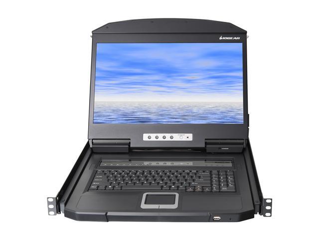 IOGEAR 18.5" Widescreen Short Depth 8-Port LCD KVM Switch With 8x USB KVM Cables