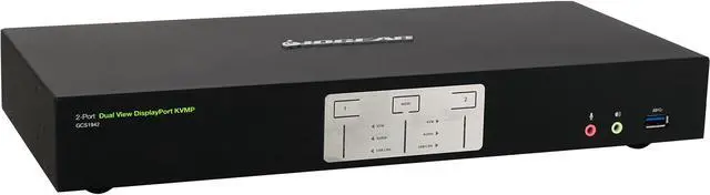 IOGEAR 2-Port 4K Dual View DisplayPort KVMP with USB 3.0 and Audio(TAA). KVM switch only