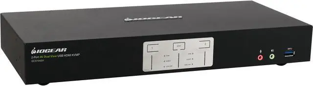 IOGEAR 2-Port 4K Dual View KVMP Switch with HDMI Connection USB 3.0 Hub and Audio (TAA)