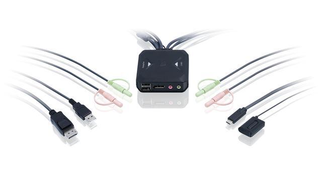 IOGEAR 2-port 4K KVM Switch With DisplayPort USB-C And Audio GCS82DPC