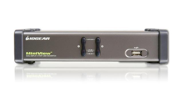 IOGEAR 2-Port Dual View KVM Switch With Audio And USB Peripheral Sharing W/Full Set Of Cables (GCS1742 TAA Compliant)