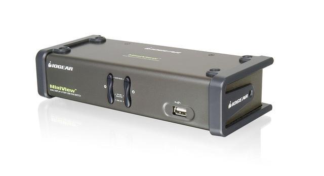 IOGEAR 2-Port Dual View KVM Switch With Audio And USB Peripheral Sharing W/Full Set Of Cables (GCS1742 TAA Compliant)