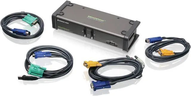 IOGEAR 2-Port Dual View KVM Switch with Audio and USB Peripheral Sharing w/Full Set of Cables (GCS1742 TAA Compliant)