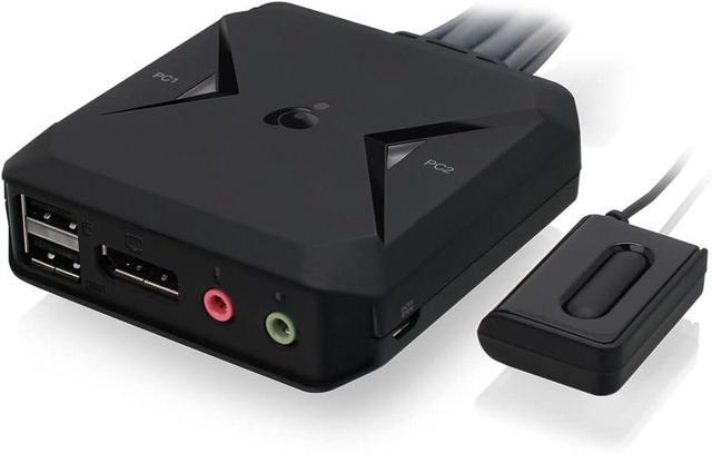 IOGEAR 2-Port USB DisplayPort Cable KVM Switch - 4K 30Hz - Remote Switch Button - Plug N Play - USB Expandable With USB Hub - 7.1 HD Audio - Mac Win - GCS52DP