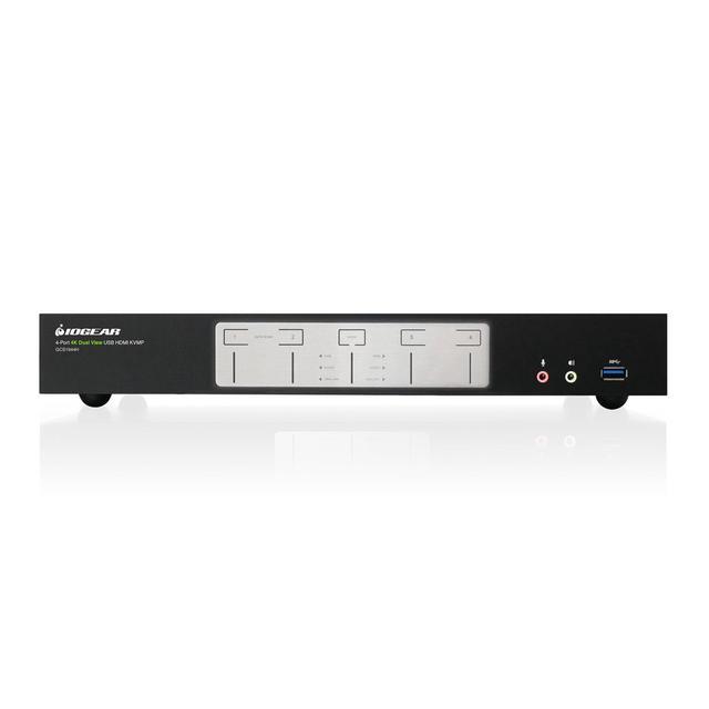 IOGEAR 4-Port 4K Dual View KVMP Switch With HDMI Connection USB 3.0 Hub And Audio