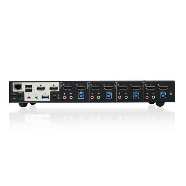 IOGEAR 4-Port 4K Dual View KVMP Switch With HDMI Connection USB 3.0 Hub And Audio