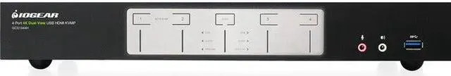 IOGEAR 4-Port 4K Dual View KVMP Switch with HDMI Connection USB 3.0 Hub and Audio