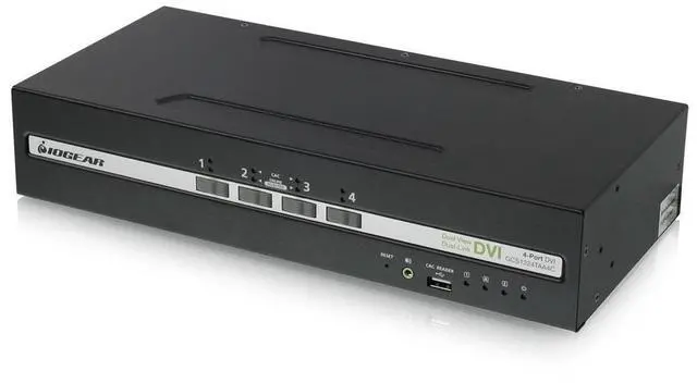 IOGEAR 4-Port Dual View DVI PP4.0 Secure KVM Switch w/Audio and CAC Supports.TAA Compliance - Model GCS1224TAA4C