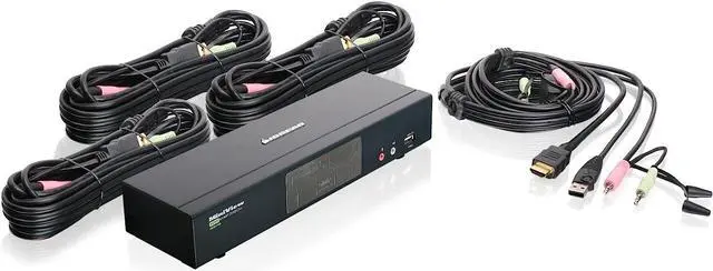 IOGEAR 4-Port HDMI Multimedia KVM Switch with Audio USB 2.0 Hub and HDMI KVM w/Full Set of Cables (GCS1794 TAA Compliant)