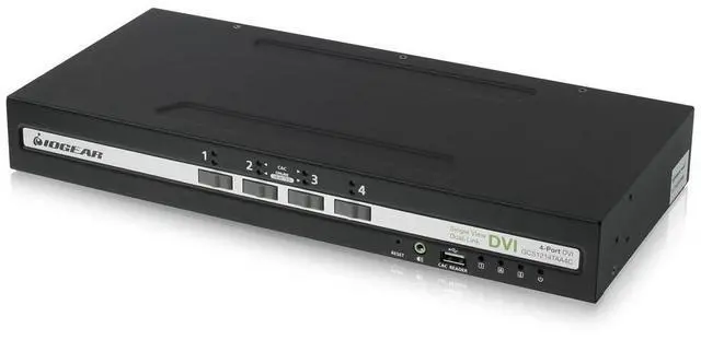 IOGEAR 4-Port Single View DVI PP4.0 Secure KVM Switch w/Audio and CAC Supports. TAA Compliance - GCS1214TAA4C
