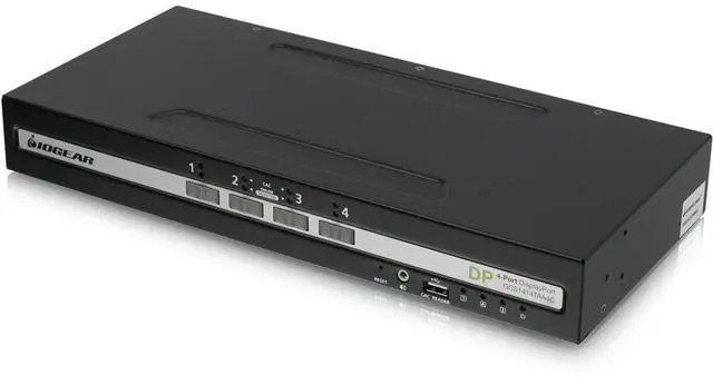 IOGEAR 4-PORT SINGLE VIEW SECURE KVM SWITCH W/DISPLAYPORT/HDMI/AUDIO AND CAC SUPPORT - Model GCS1414TAA4C-UN