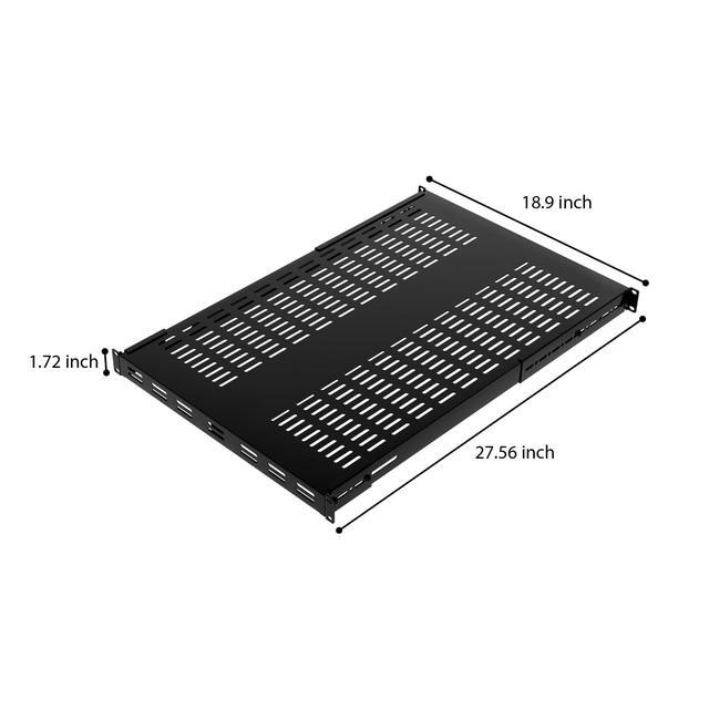 IOGEAR Adjustable Depth Heavy Duty Fixed Rack Shelf Vented