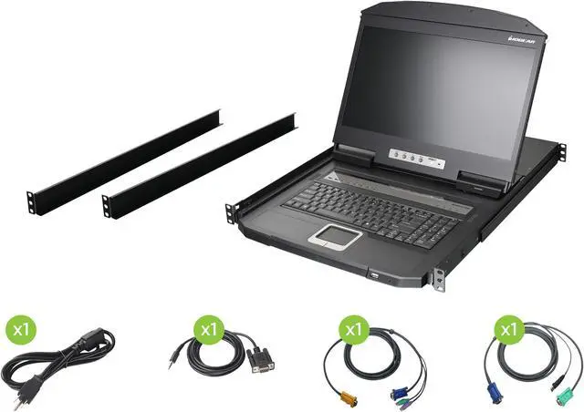 IOGEAR GCL1908W 18.5" Widescreen Short Depth 8-Port LCD KVM Switch (TAA Compliant)