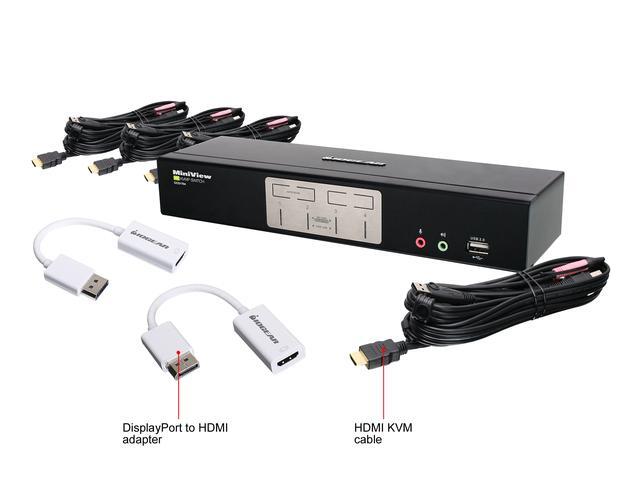IOGEAR GCS1794DPKIT 4-Port HDMI And DisplayPort KVMP Kit With USB Hub And Audio
