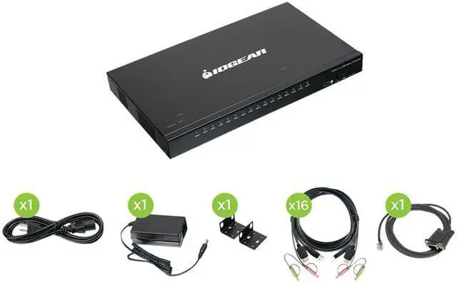 IOGEAR GCS1816HKITU 16-Port USB HDMI KVMP Switch with USB Cable Sets (TAA Compliant)
