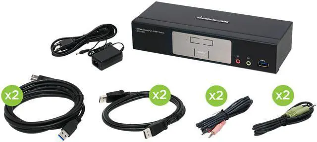 IOGEAR GCS1932 2-Port DisplayPort 1.2 KVMP Switch with USB 3.1 Gen1 Hub and Audio (TAA Compliant)