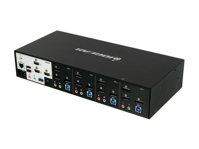IOGEAR GCS1964 4-Port 4K Triple View DisplayPort KVMP Switch With USB 3.0 Hub (TAA)