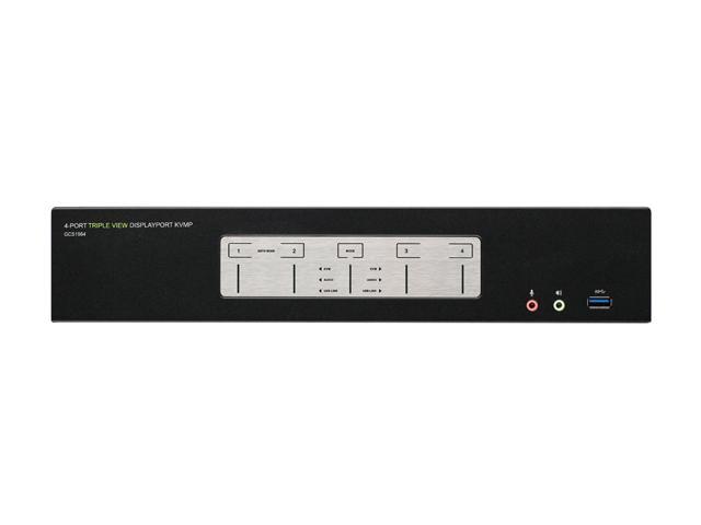 IOGEAR GCS1964 4-Port 4K Triple View DisplayPort KVMP Switch With USB 3.0 Hub (TAA)