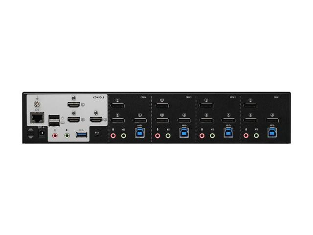IOGEAR GCS1964 4-Port 4K Triple View DisplayPort KVMP Switch With USB 3.0 Hub (TAA)