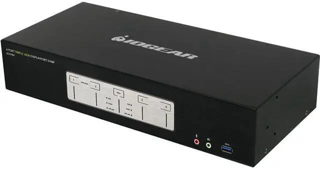 IOGEAR GCS1964 4-Port 4K Triple View DisplayPort KVMP Switch with USB 3.0 Hub (TAA)