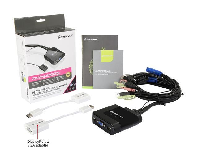 IOGEAR GCS72DPKIT 2-Port VGA And DisplayPort Cable KVM Kit With Audio
