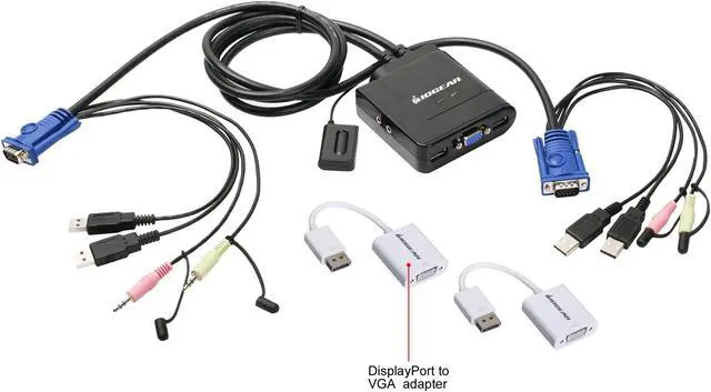 IOGEAR GCS72DPKIT 2-Port VGA and DisplayPort Cable KVM Kit with Audio