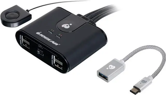 IOGEAR GUS404CA1KIT 4x4 USB Sharing Switch with USB-C Adapter