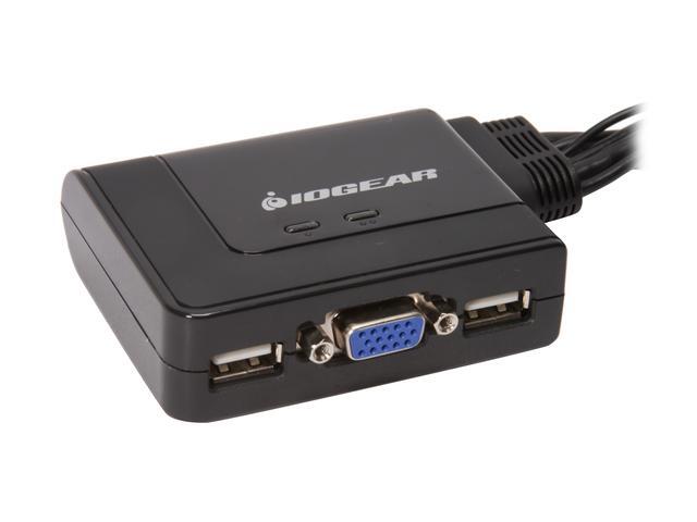 IOGEAR KVM 2-Port USB VGA Cabled Switch - 2048 X 1536 - Remote Button Switch - Plug N Play - PC MAC SUN - GCS22U