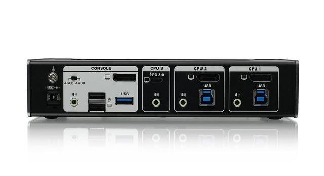 IOGEAR KVMP 3-Port 4K USB-C And DisplayPort Switch With Power Pass-through - GCS1953