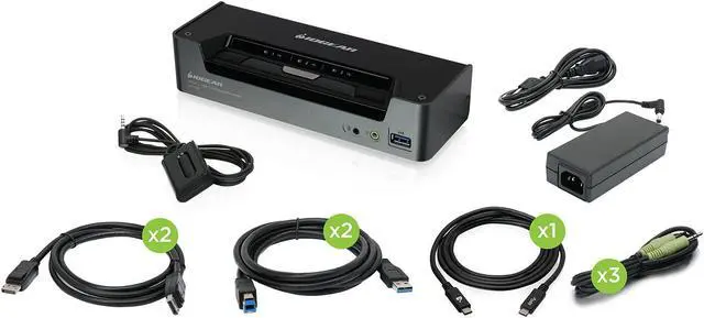 IOGEAR KVMP 3-Port 4K USB-C and DisplayPort Switch with Power Pass-through - GCS1953