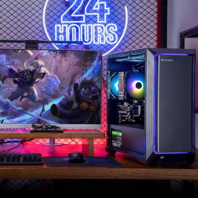 IPASON Gaming Desktop AMD Ryzen 5 5600 NVIDIA RTX 4060 8GB 16GB DDR4 RAM 1TB M.2 NVMe SSD Windows 11 Home WIFI Air Cooler ARGB Fans Pc For Gaming Design Office Prebuilt Gaming Pc