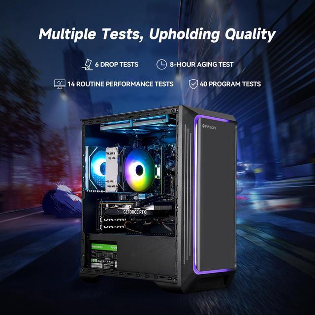 IPASON Gaming Desktop AMD Ryzen 5 5600 NVIDIA RTX 4060 8GB 16GB DDR4 RAM 1TB M.2 NVMe SSD Windows 11 Home WIFI Air Cooler ARGB Fans Pc For Gaming Design Office Prebuilt Gaming Pc